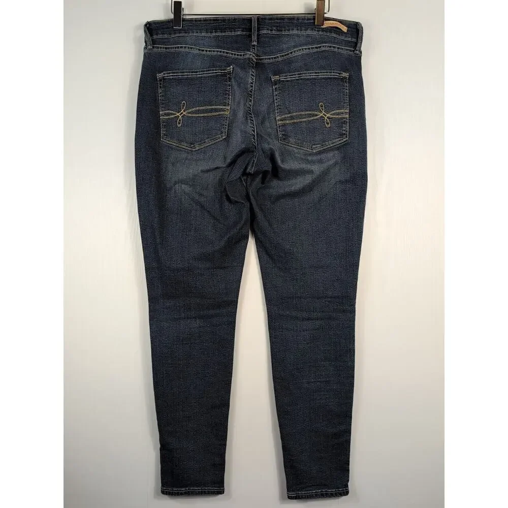 Levi's Denizen Womens Modern Skinny Jeans Blue Dark Wash Mid Rise Denim Size 34W